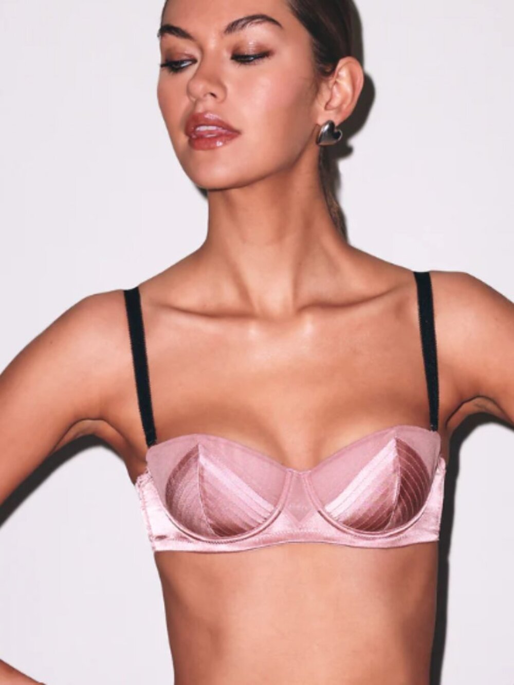 Fleur du Mal Pink and Black Top Stitch Bra